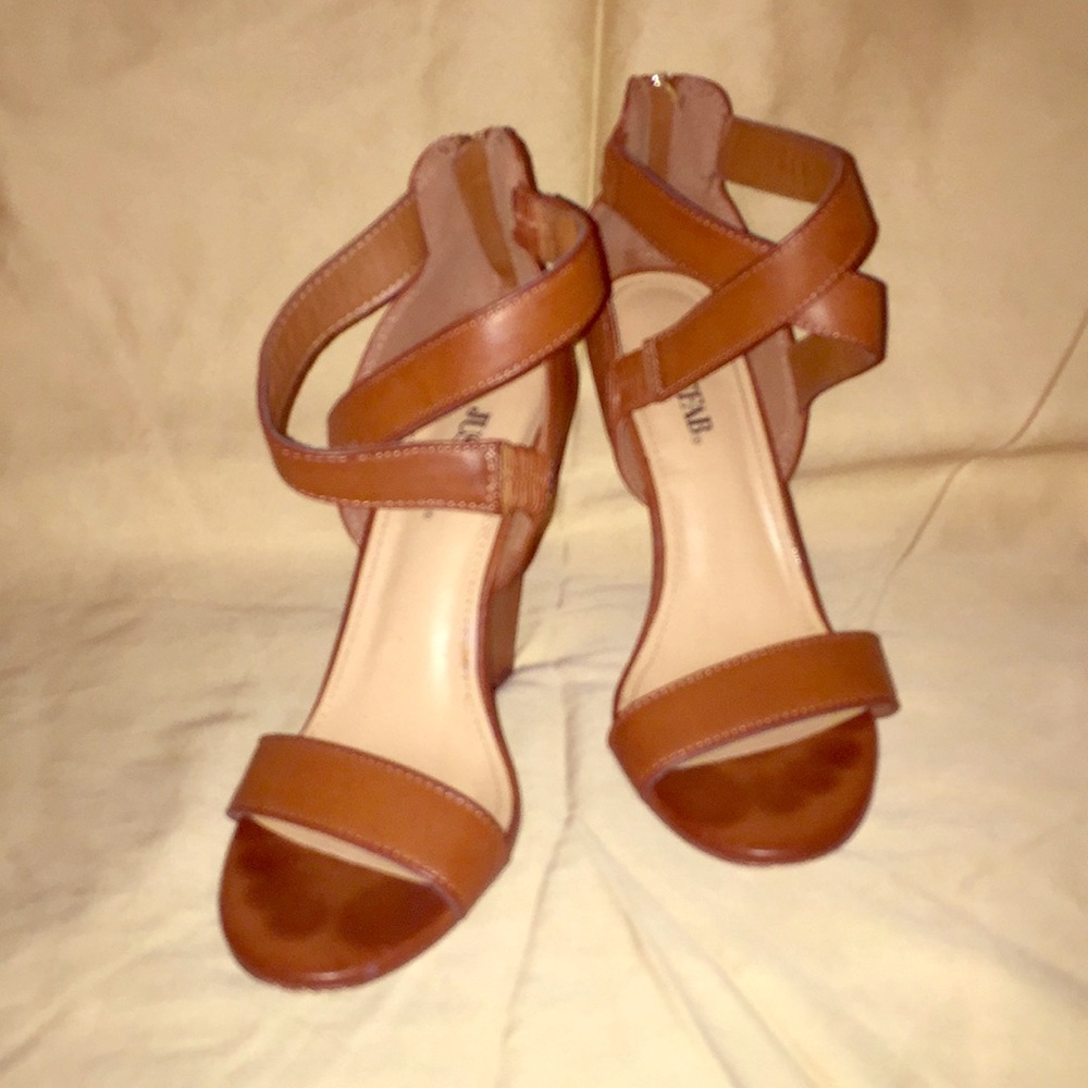Tan Strappy Wedges